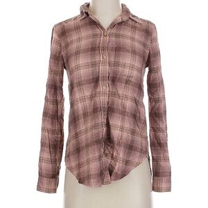 Dusty Rose Plaid Button-Up Shirt